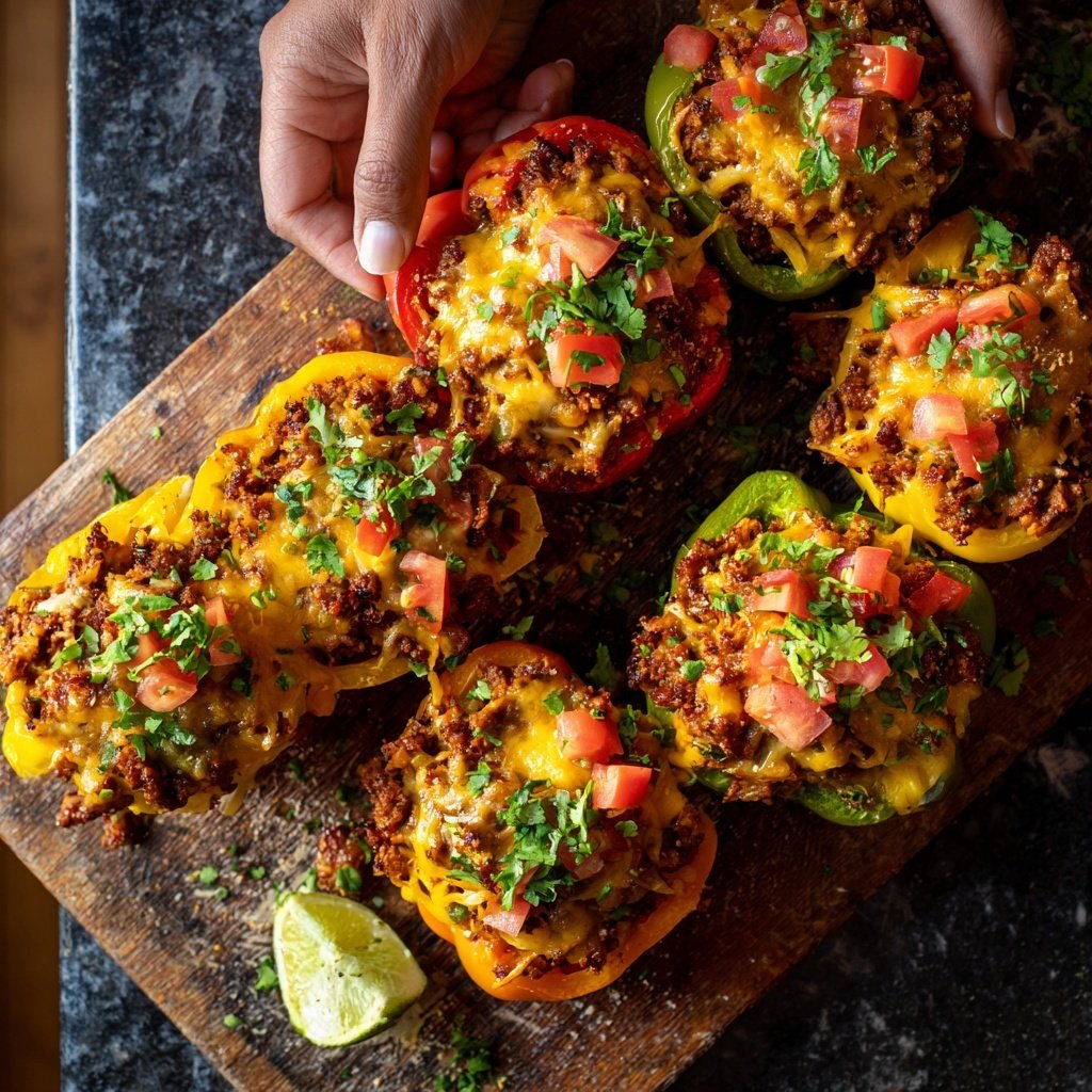 Ground Chicken Taco Stuffed Peppers