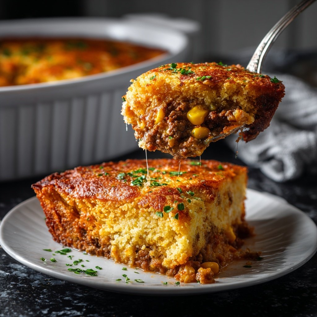 Ground Beef And Cornbread Casserole