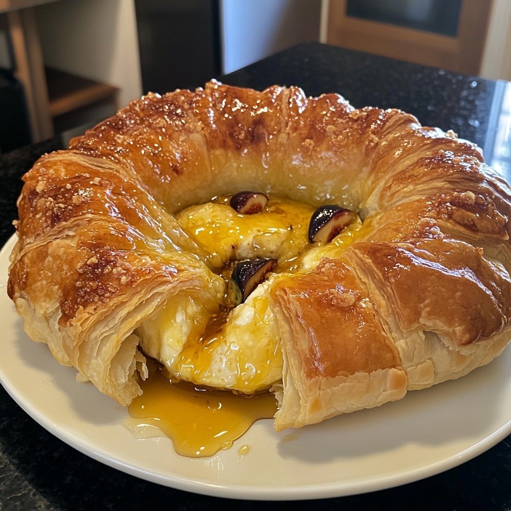 Baked Brie in Puff Pastry with Honey and Fig - Crisp Tastes
