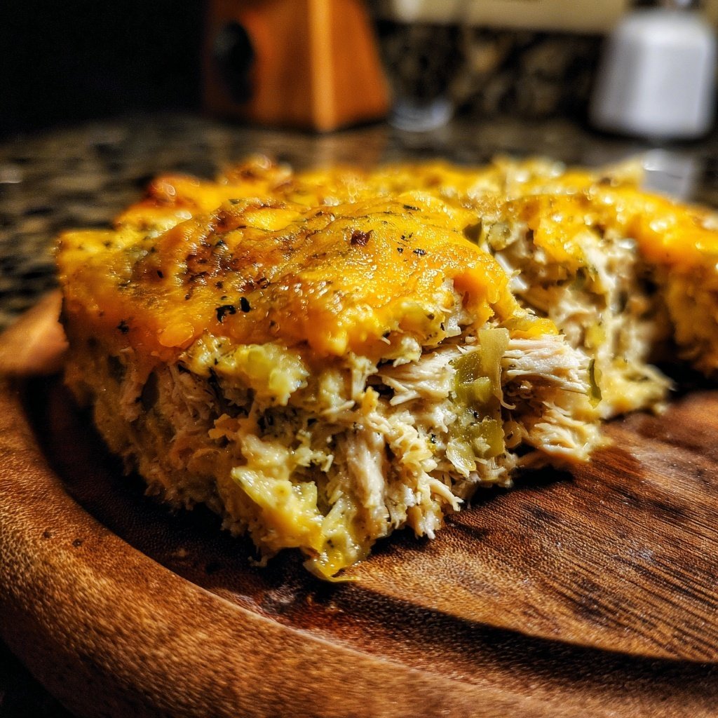 Shredded Chicken Green Chile Casserole
