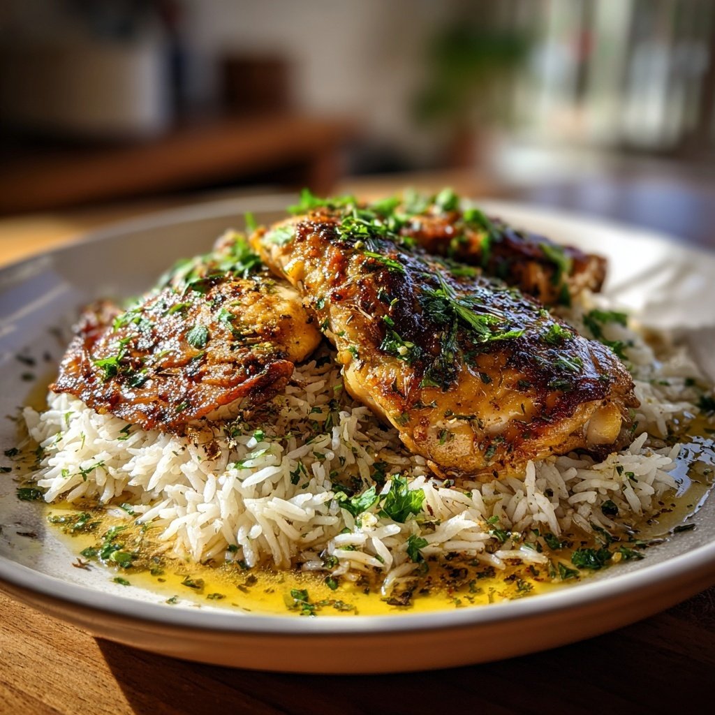 Garlic Butter Chicken And Rice Dinner